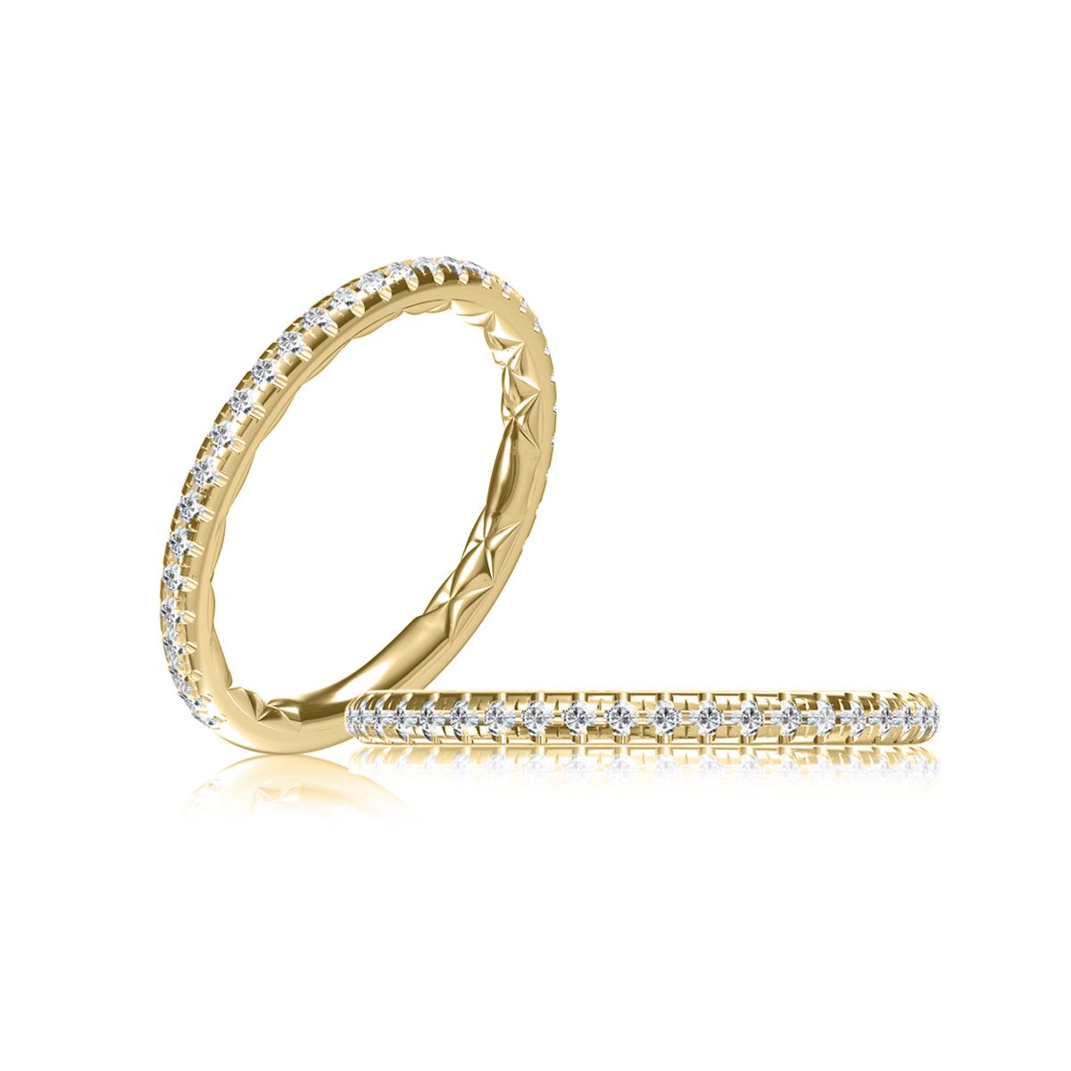 Gold and Diamond Pave Wedding Band