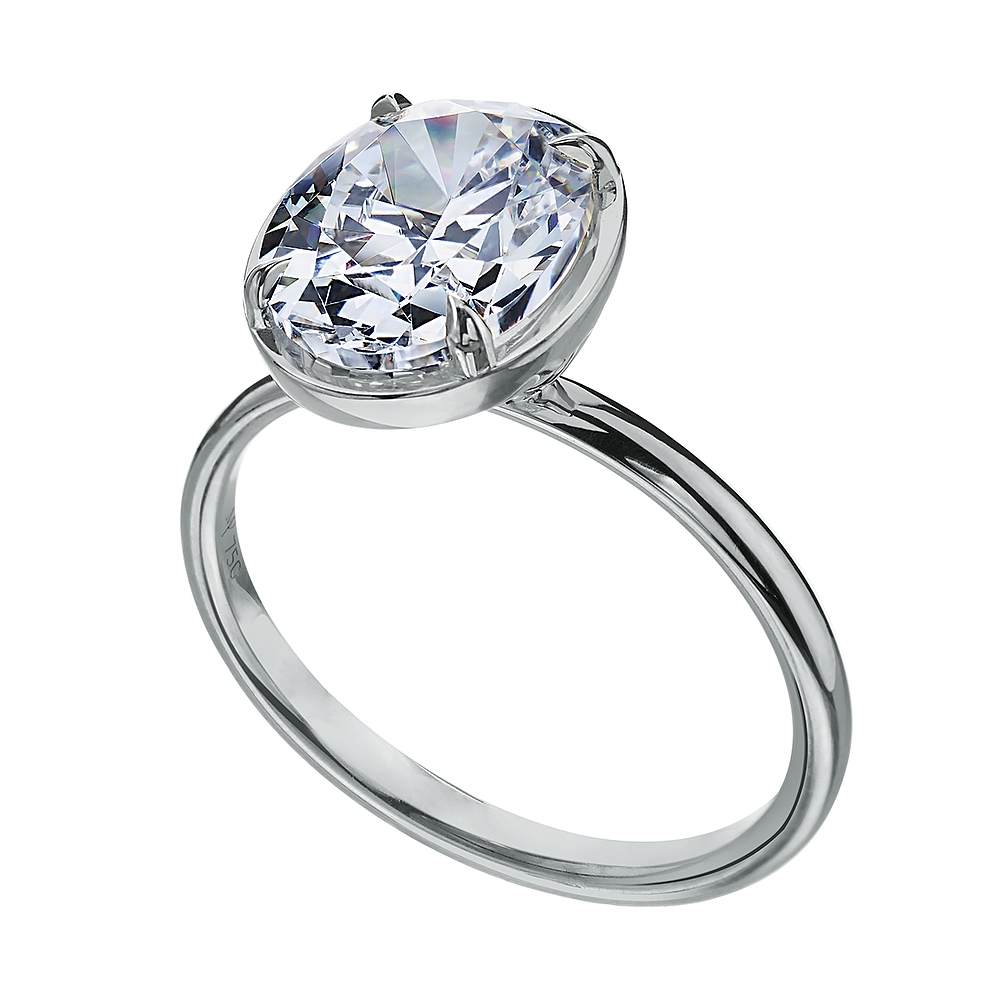 Platinum Oval Solitaire Engagement Ring Mounting