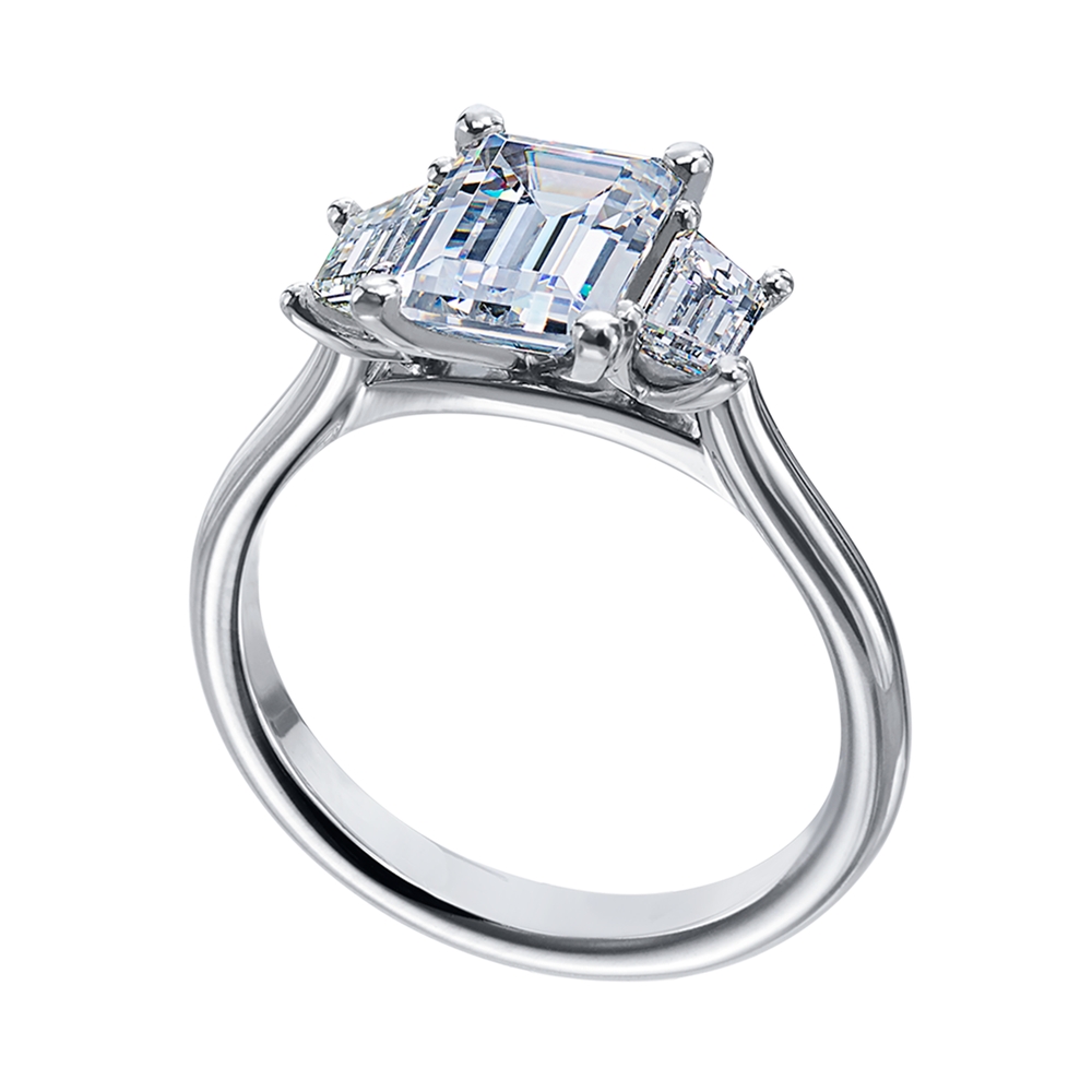 Platinum and Diamond Three Stone Engagement Ring Mounting