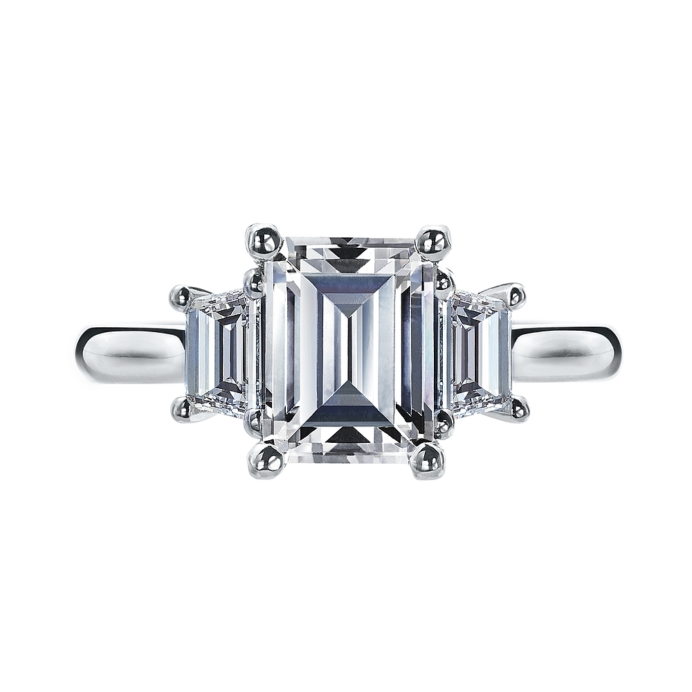 Platinum and Diamond Three Stone Engagement Ring Mounting