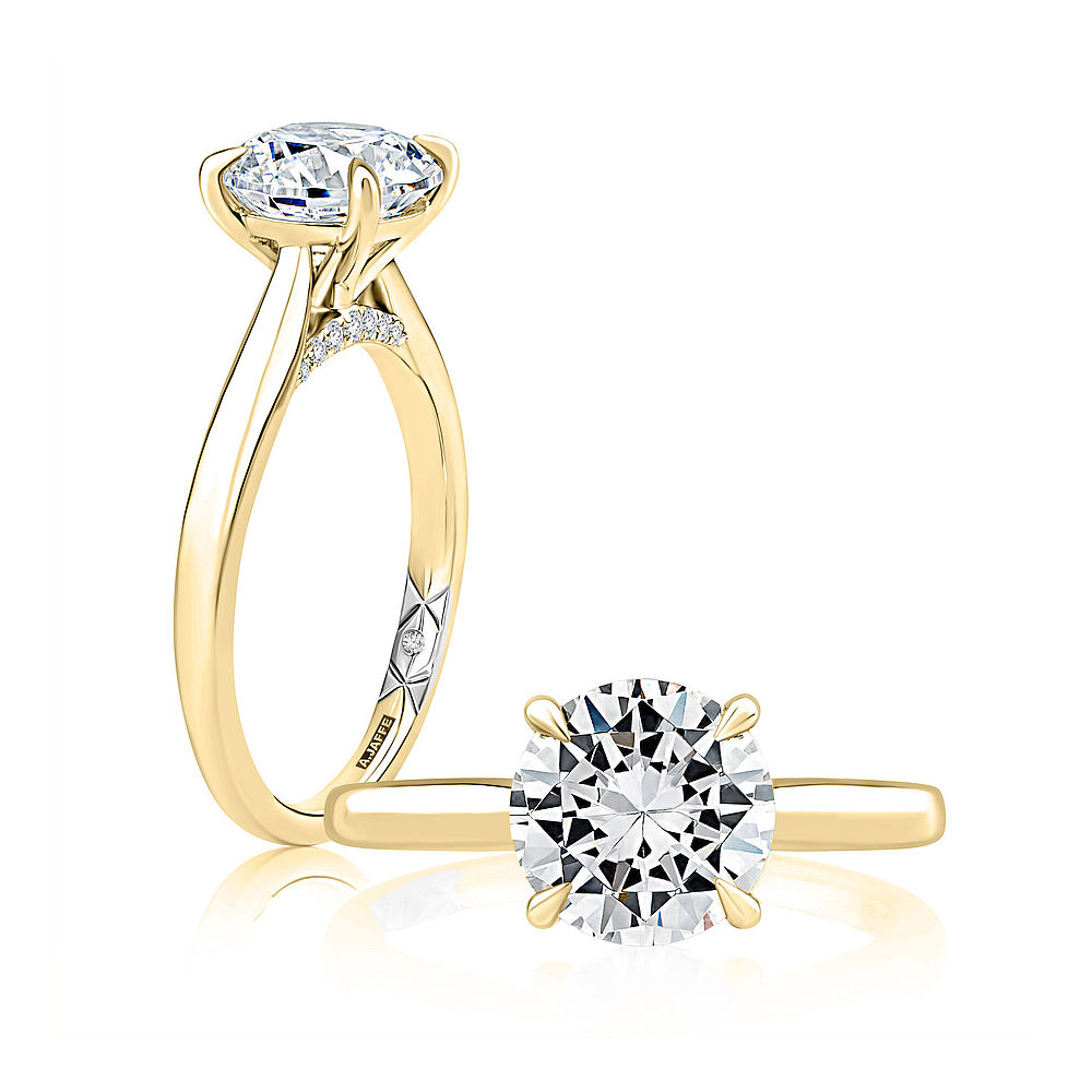 Gold and Diamond Solitaire Engagement Ring Mounting