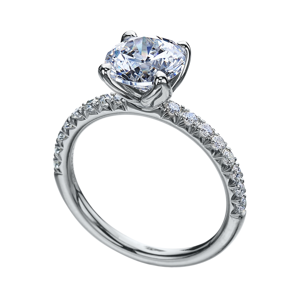 Platinum Pave Solitaire Engagement Ring Mounting