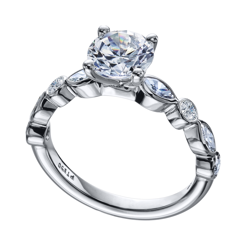 Platinum Diamond Accented Engagement Ring Mounting