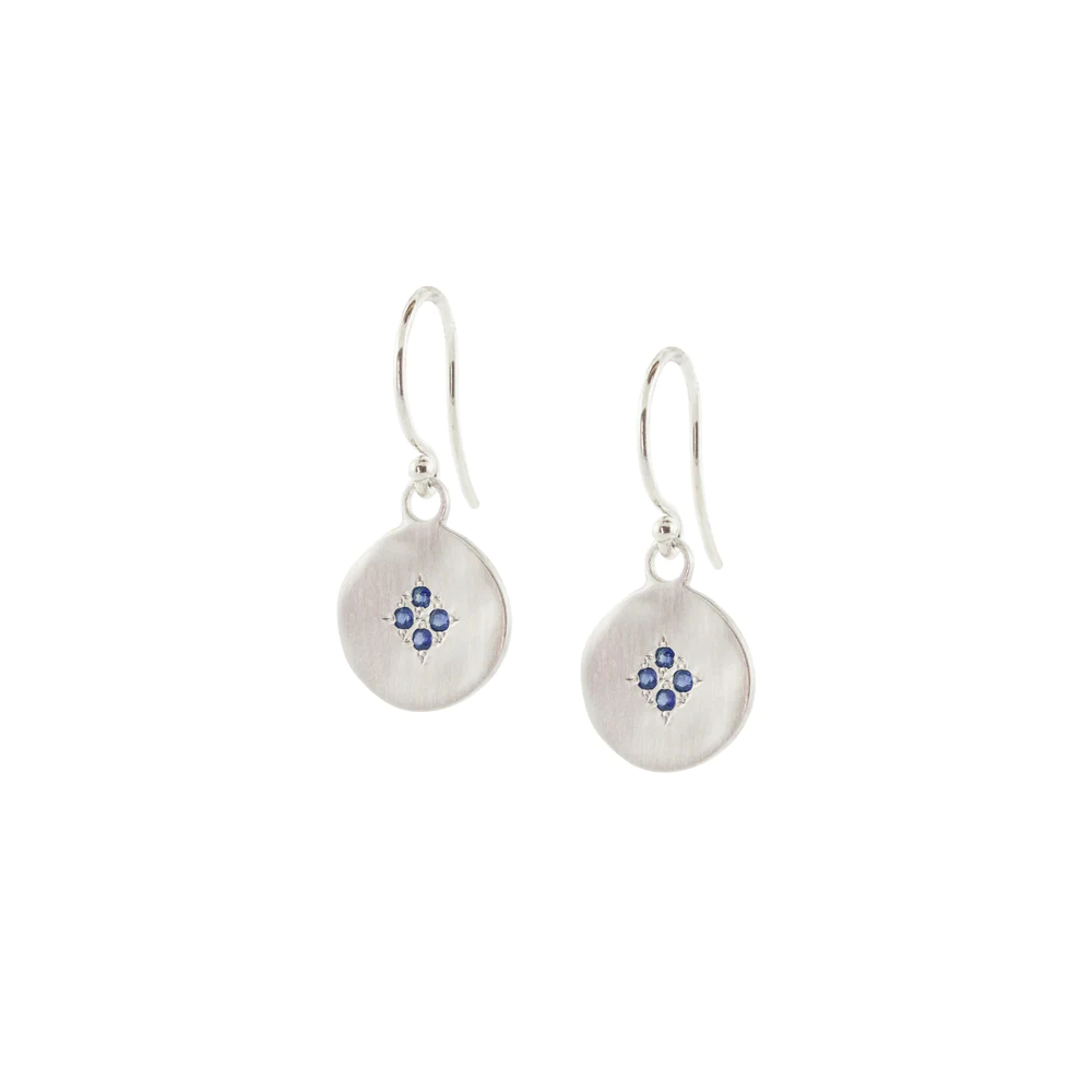 Sterling Silver and Sapphire 4-Star Wave Drop Earrings