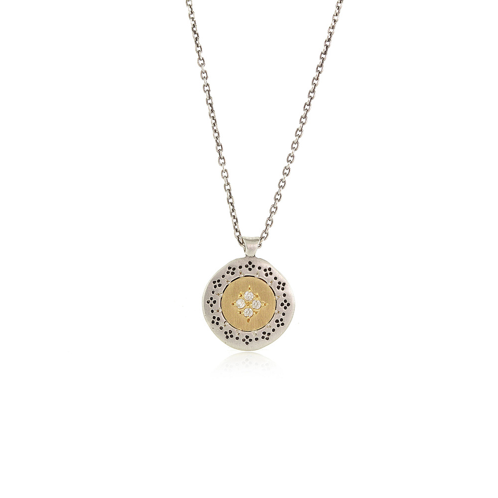 Silver and Gold Four Star Harmony Pendant Necklace