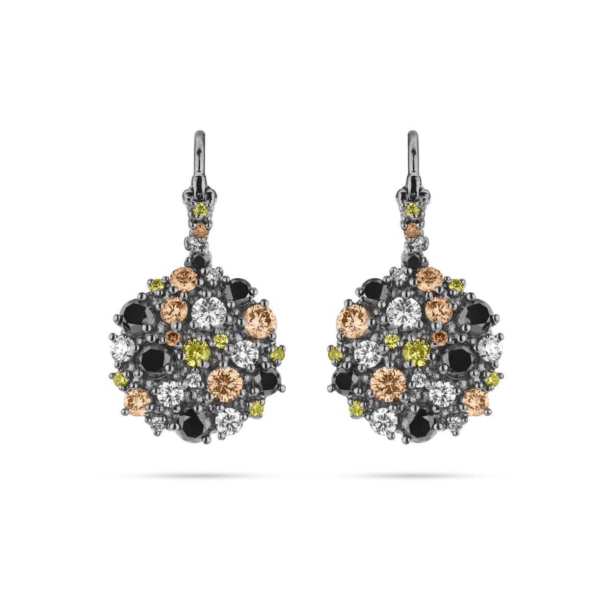 BLACK GOLD CONFETTI PAVE DIAMOND DROP EARRINGS