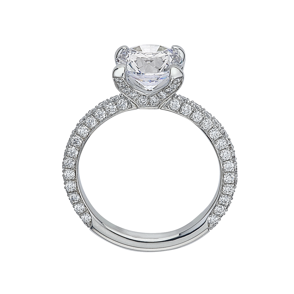 Platinum Three-Sided Micro-Pave Engagement Ring Mounting