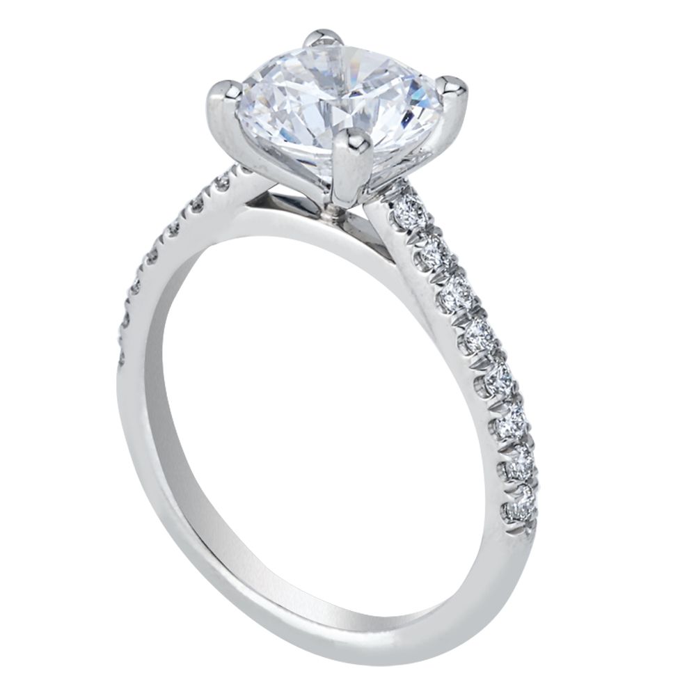 Platinum and Micro Pave Engagement Ring Mounting