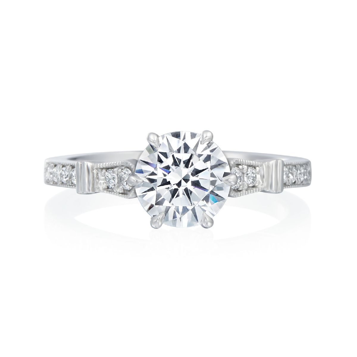 Roslyn Collection Platinum and Diamond Milgrain Engagement Mounting