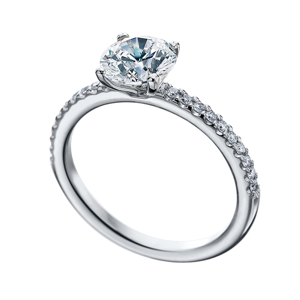 Pave Halfway Solitaire Engagement Ring Mounting