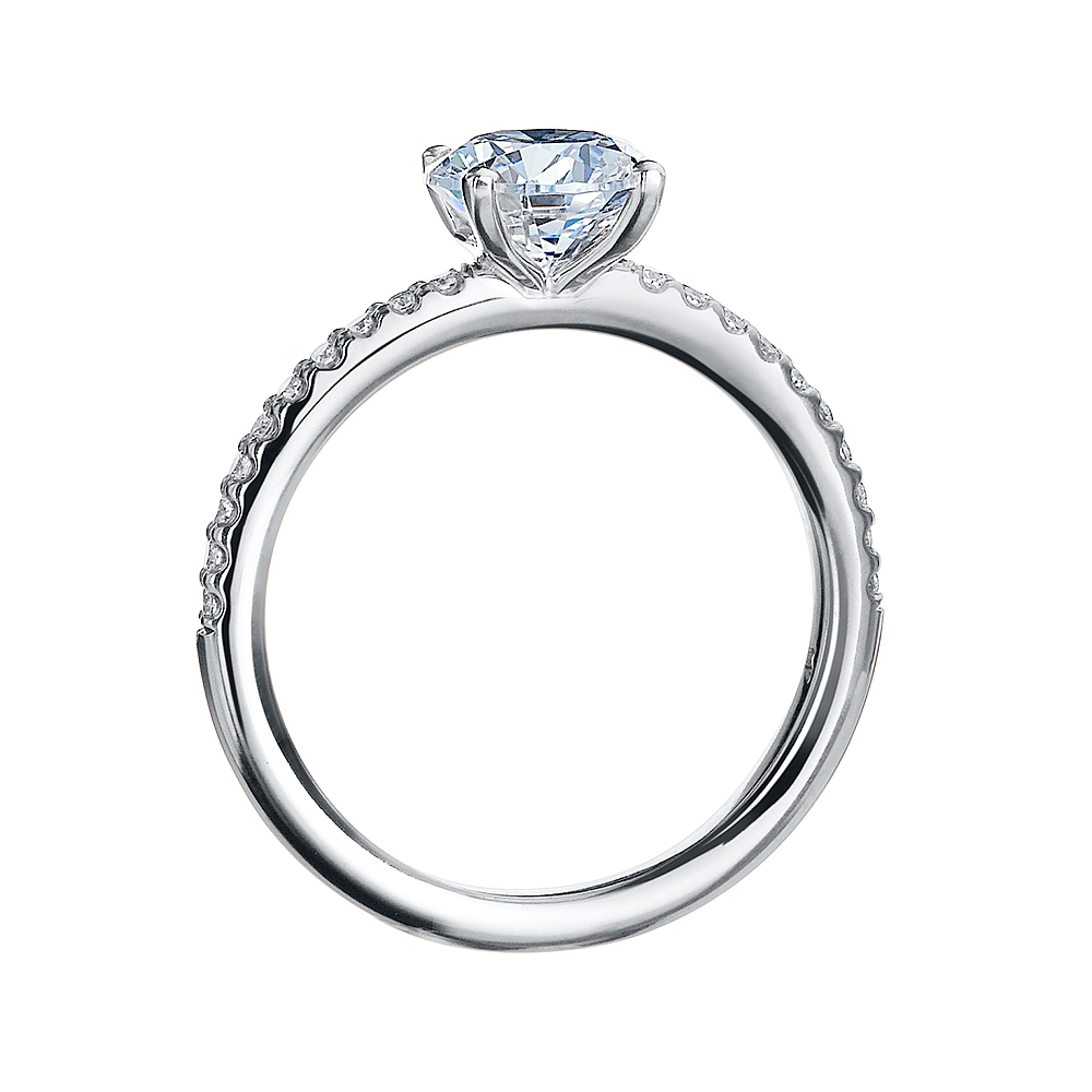 Pave Halfway Solitaire Engagement Ring Mounting