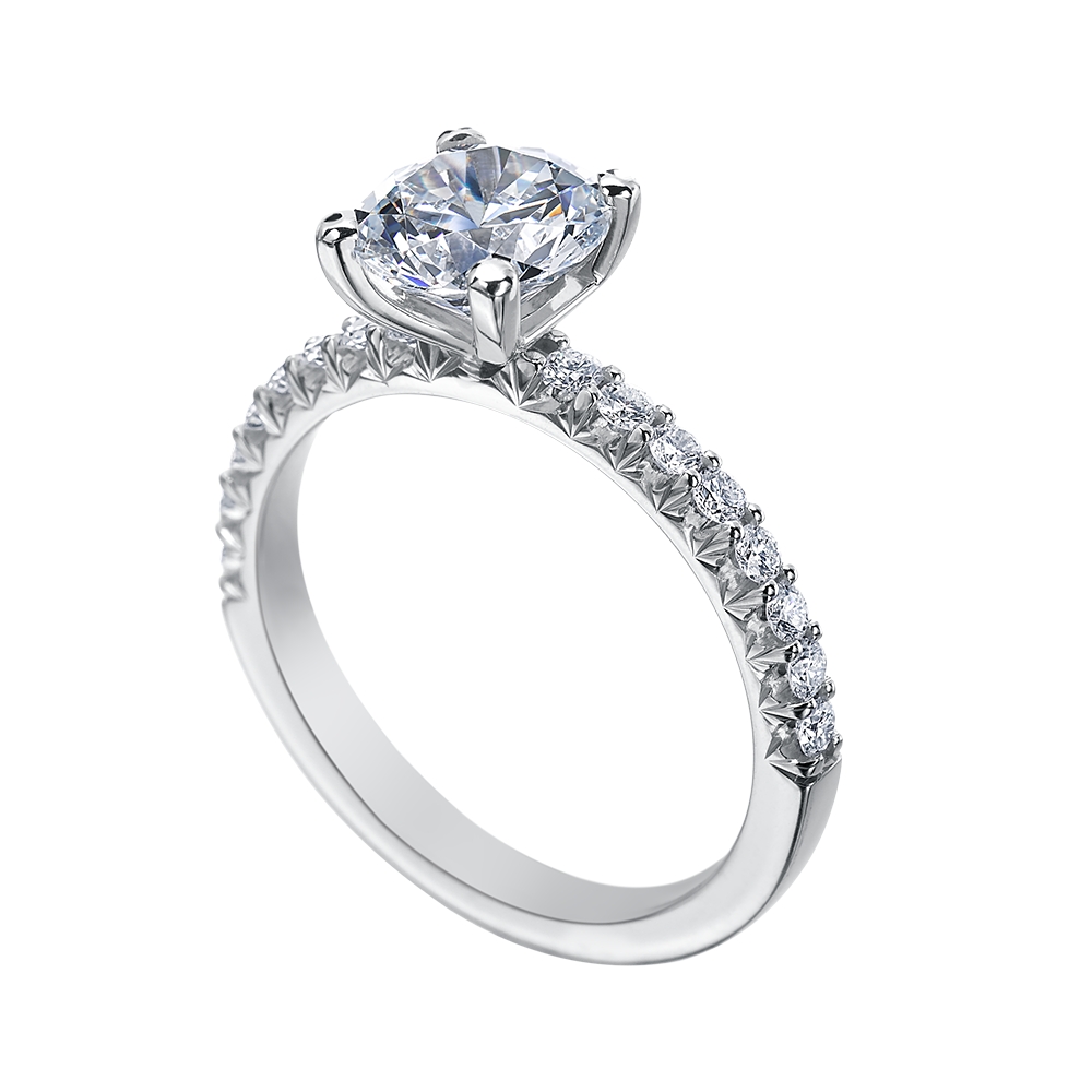 Pave Halfway Solitaire Engagement Ring Mounting