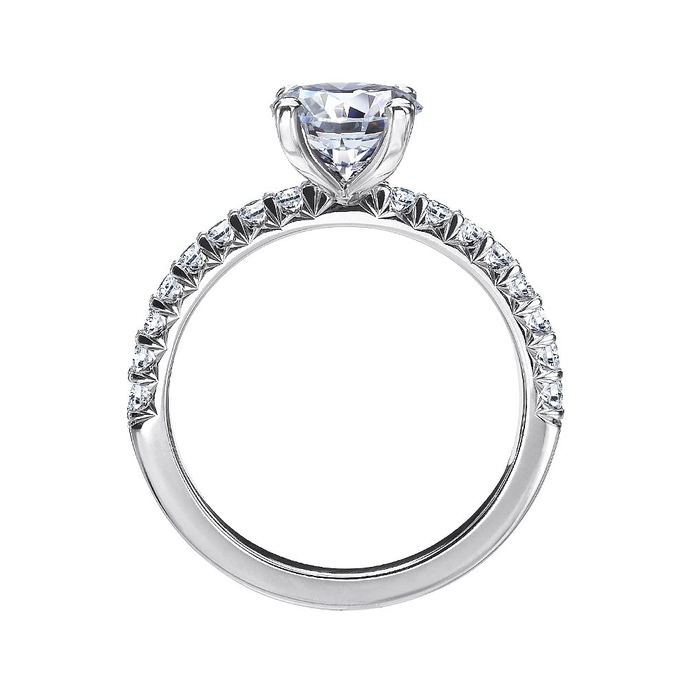 Pave Halfway Solitaire Engagement Ring Mounting