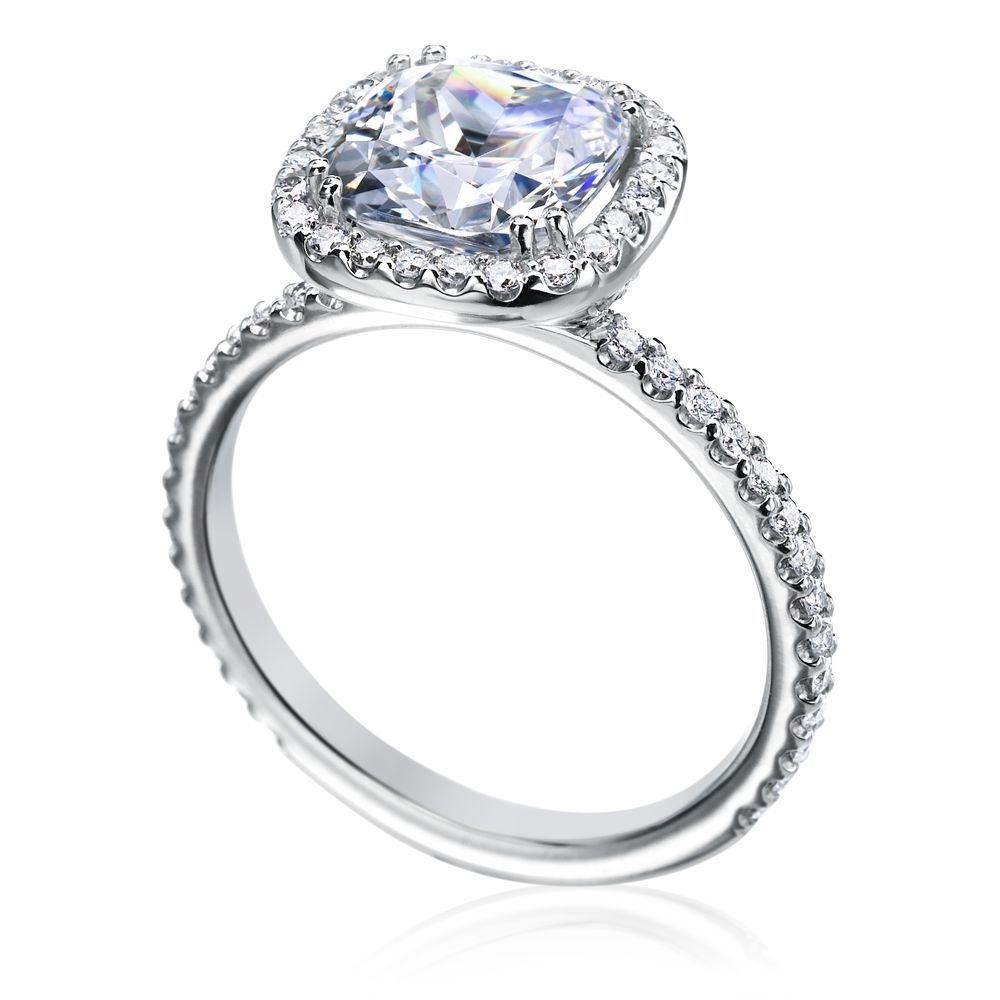 Platinum and Diamond Halo Engagement Ring Mounting