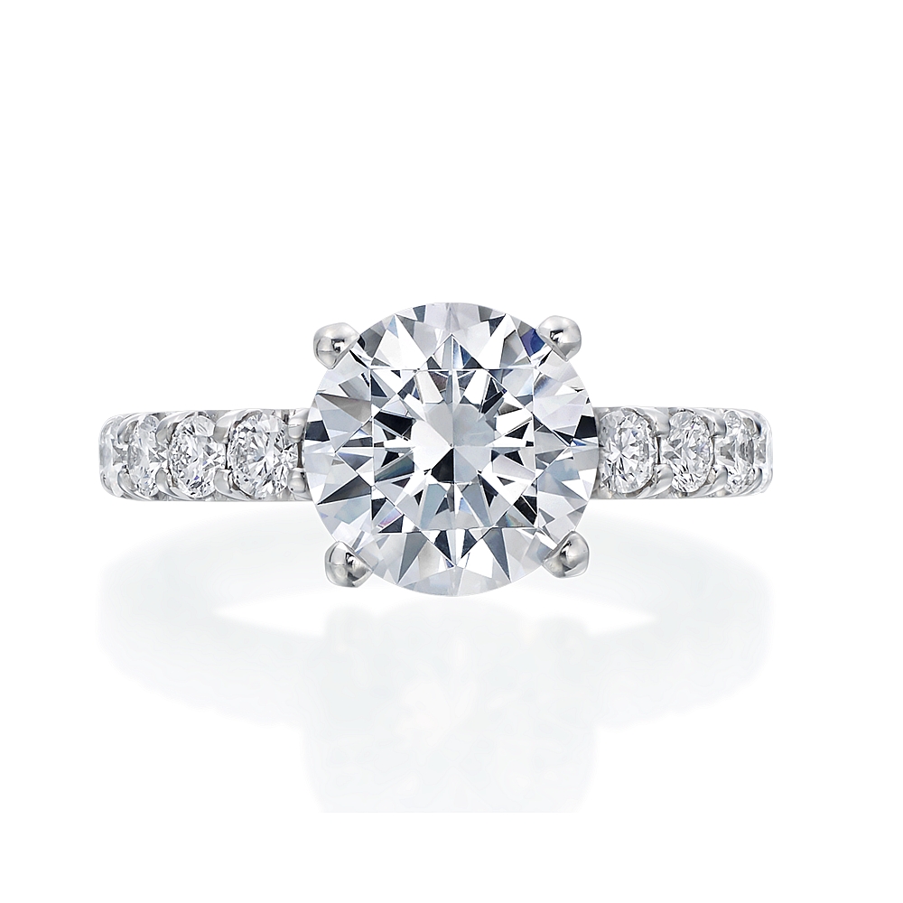 Pave Halfway Solitaire Engagement Ring Mounting