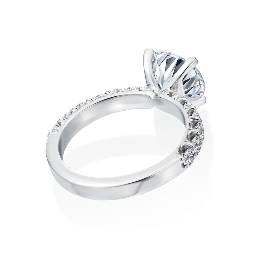 Pave Halfway Solitaire Engagement Ring Mounting