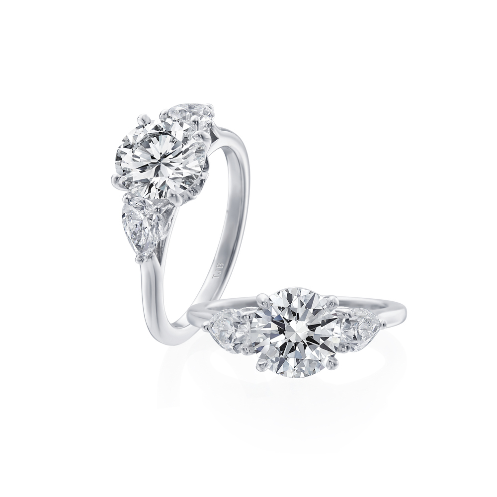 Platinum and Diamond Three Stone Engagement Ring Mounting