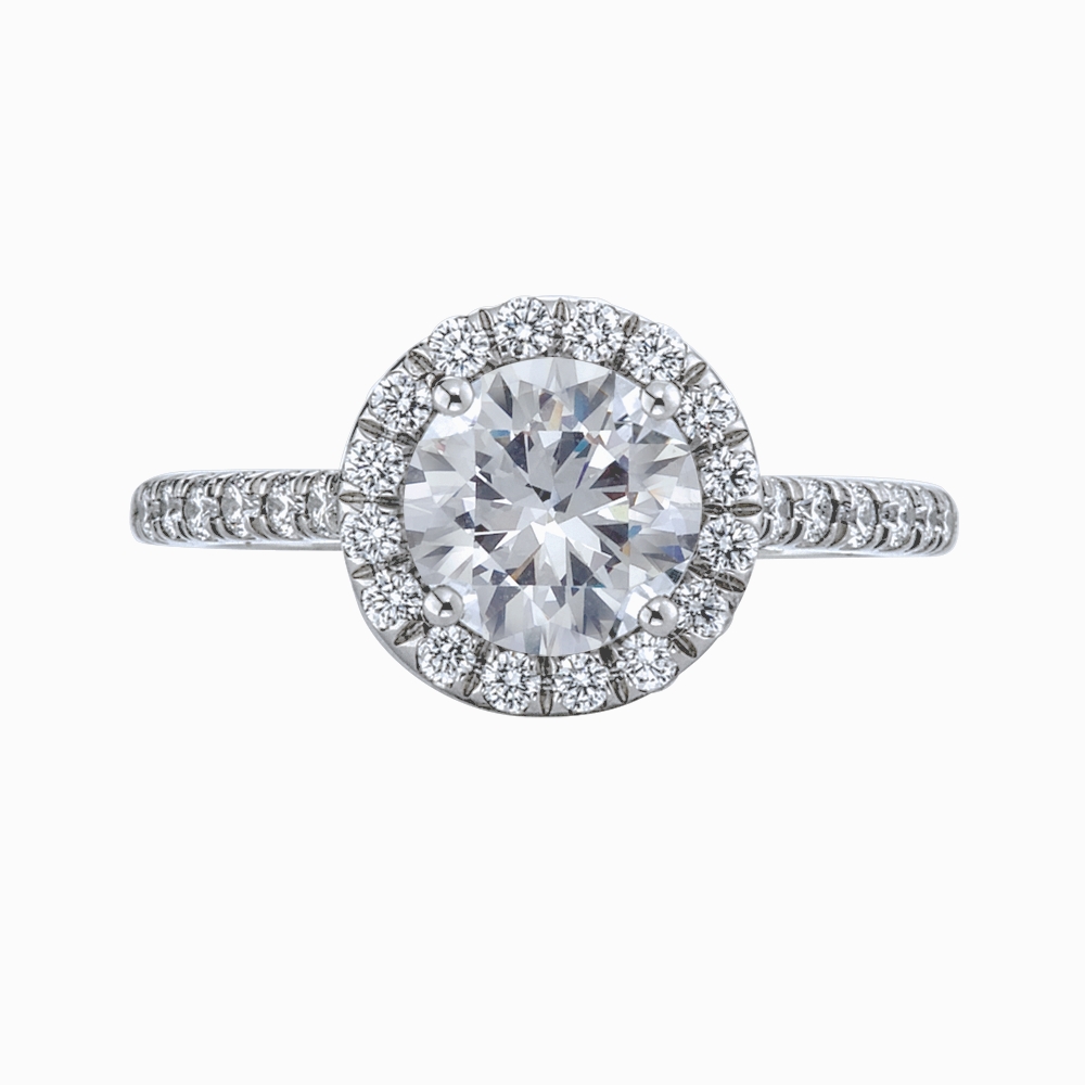 Platinum and Diamond Round Halo Engagement Ring Mounting