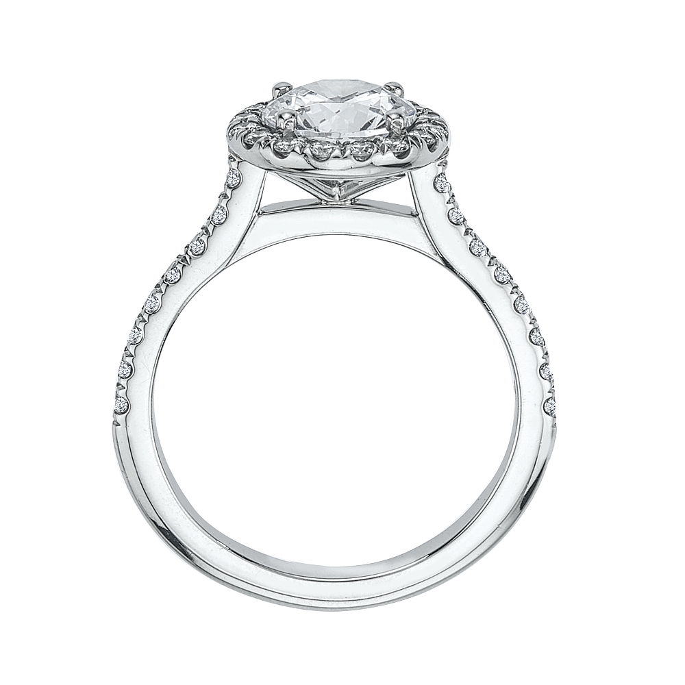 Platinum and Diamond Round Halo Engagement Ring Mounting