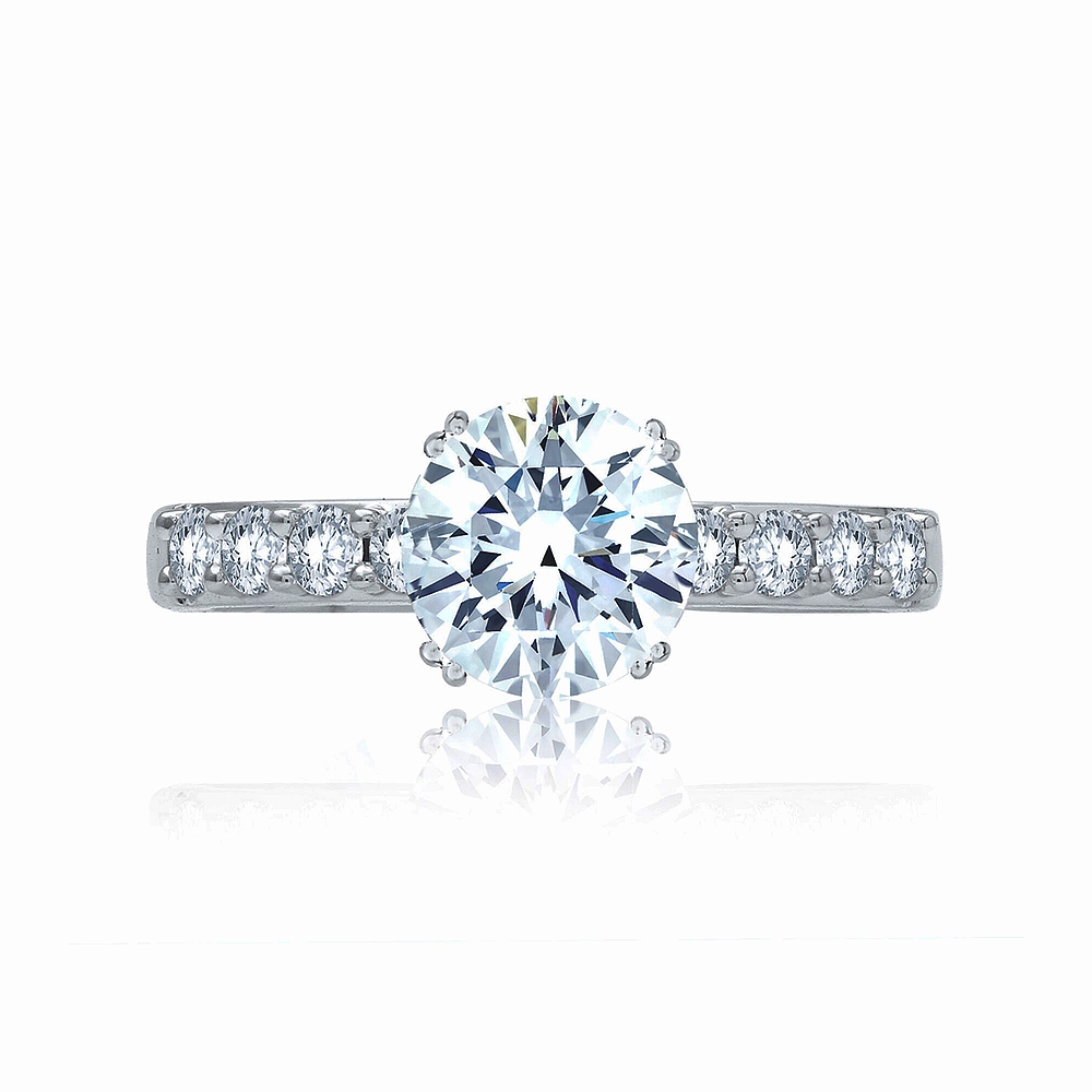 Platinum and Diamond Shared Prong Engagement Ring Mounting