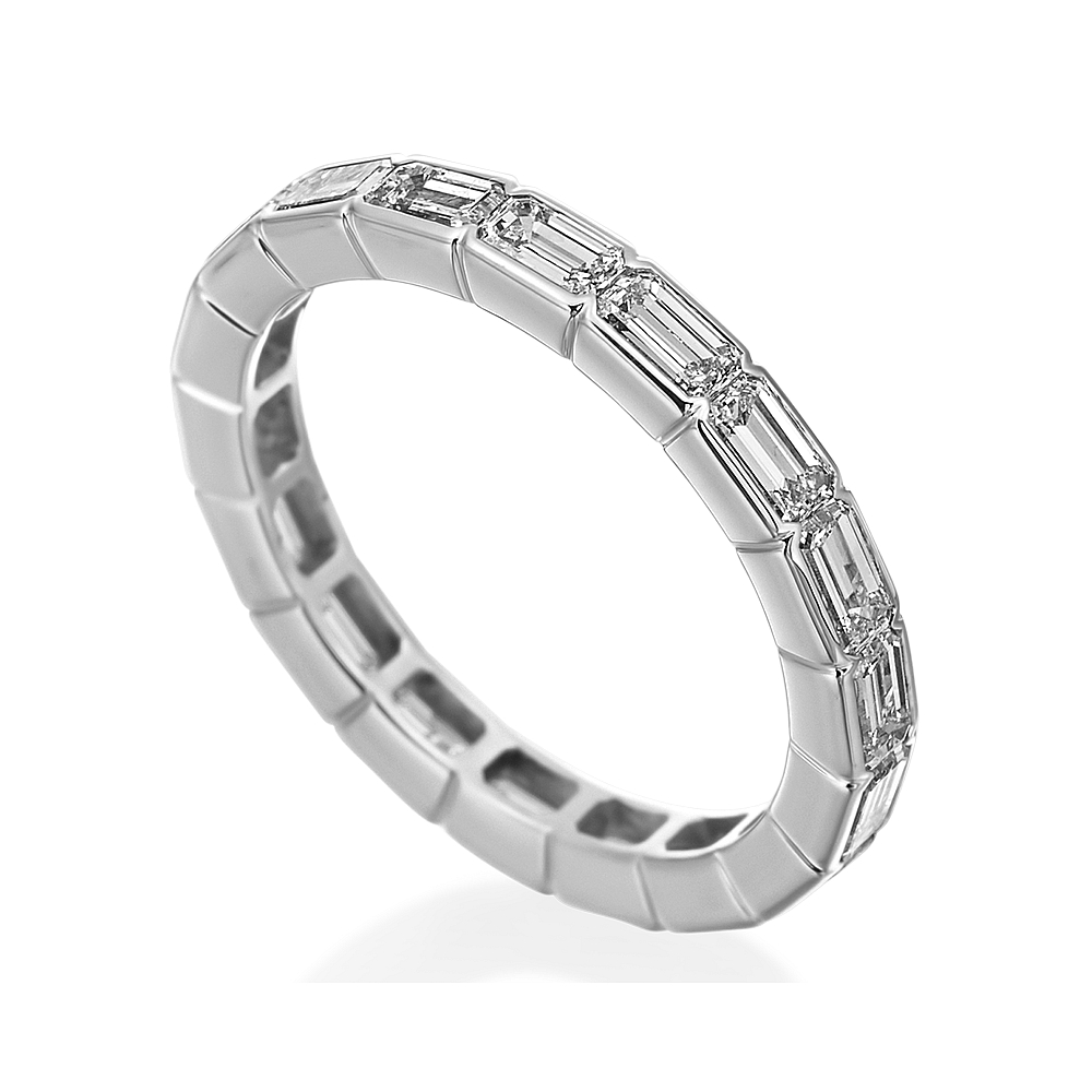 Platinum Emerald Cut Eternity Band Ring