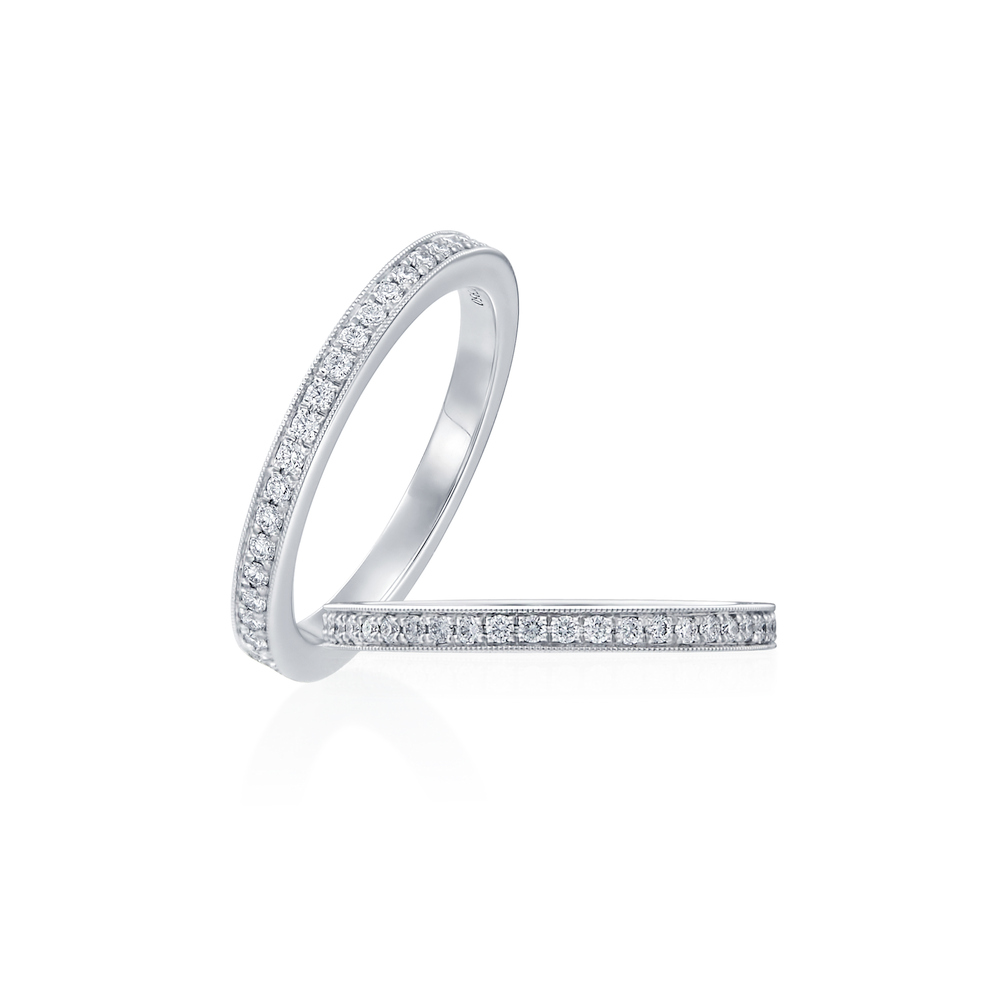 Platinum and Diamond Milgrain Eternity Wedding Band