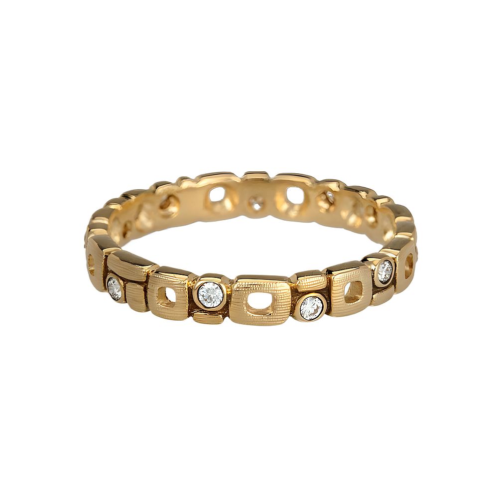 Gold and Diamond "Micro Windows" Band Ring