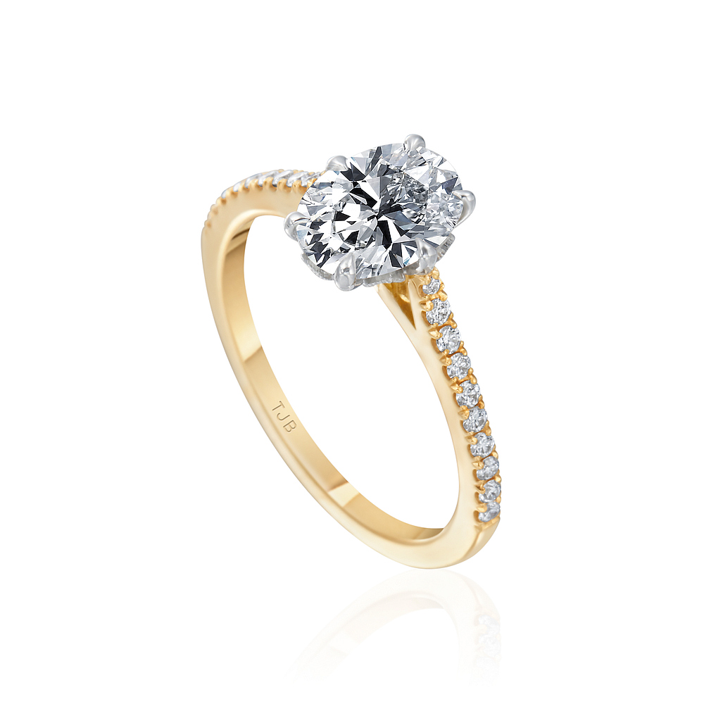 Roslyn Collection Gold and Platinum Diamond Pave-Set Engagement Mounting