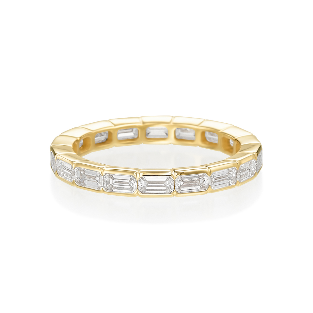 Yellow Gold and Diamond Horizontal Emerald Cut Eternity Band