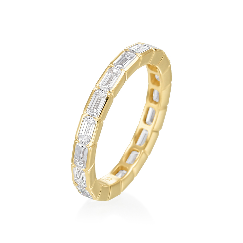 Yellow Gold and Diamond Horizontal Emerald Cut Eternity Band