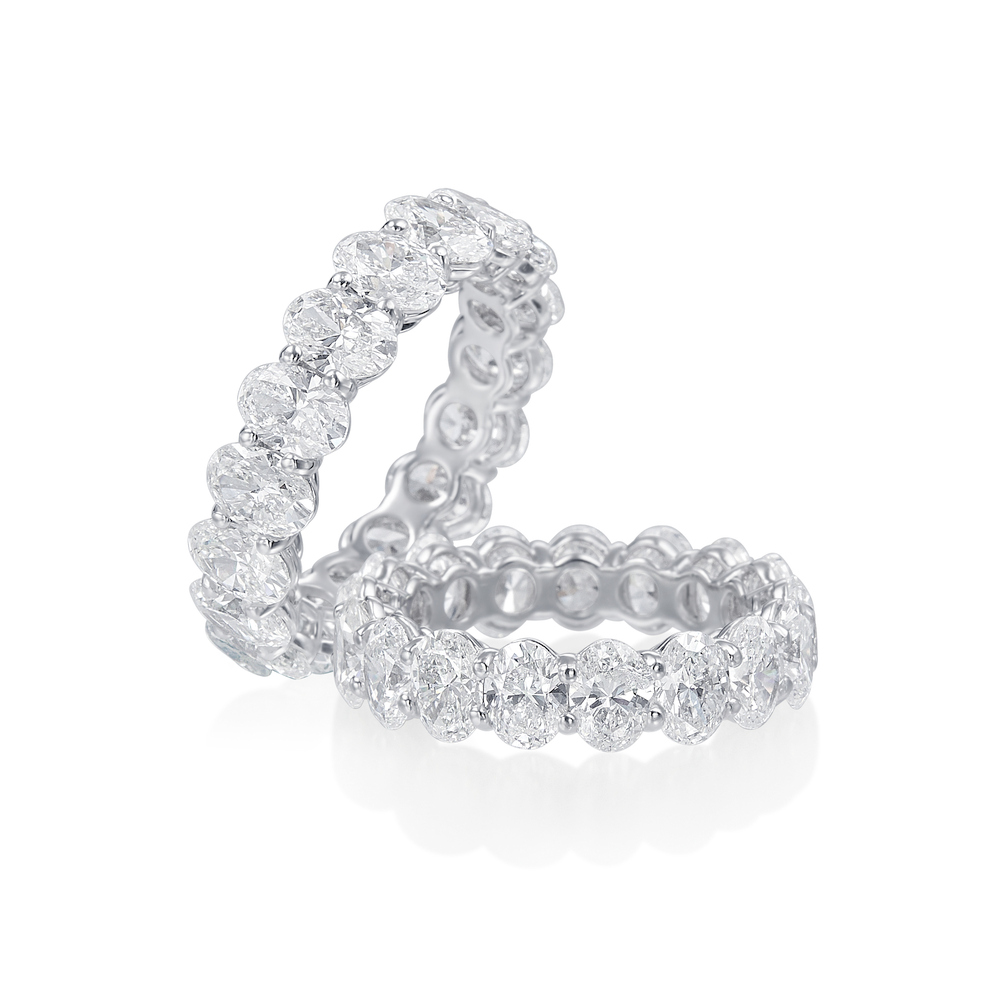 Platinum and Oval Cut Diamond Eternity Band Ring