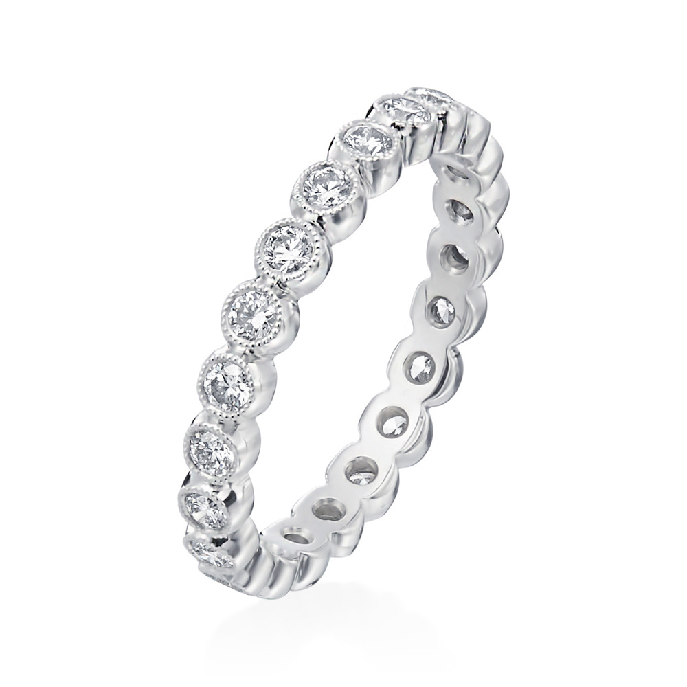 Roslyn Collection Platinum Milgrained Diamond Band Ring