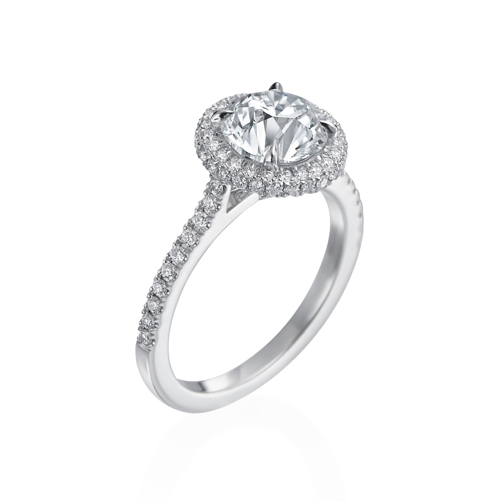 Platinum and Diamond Halo Engagement Ring Mounting
