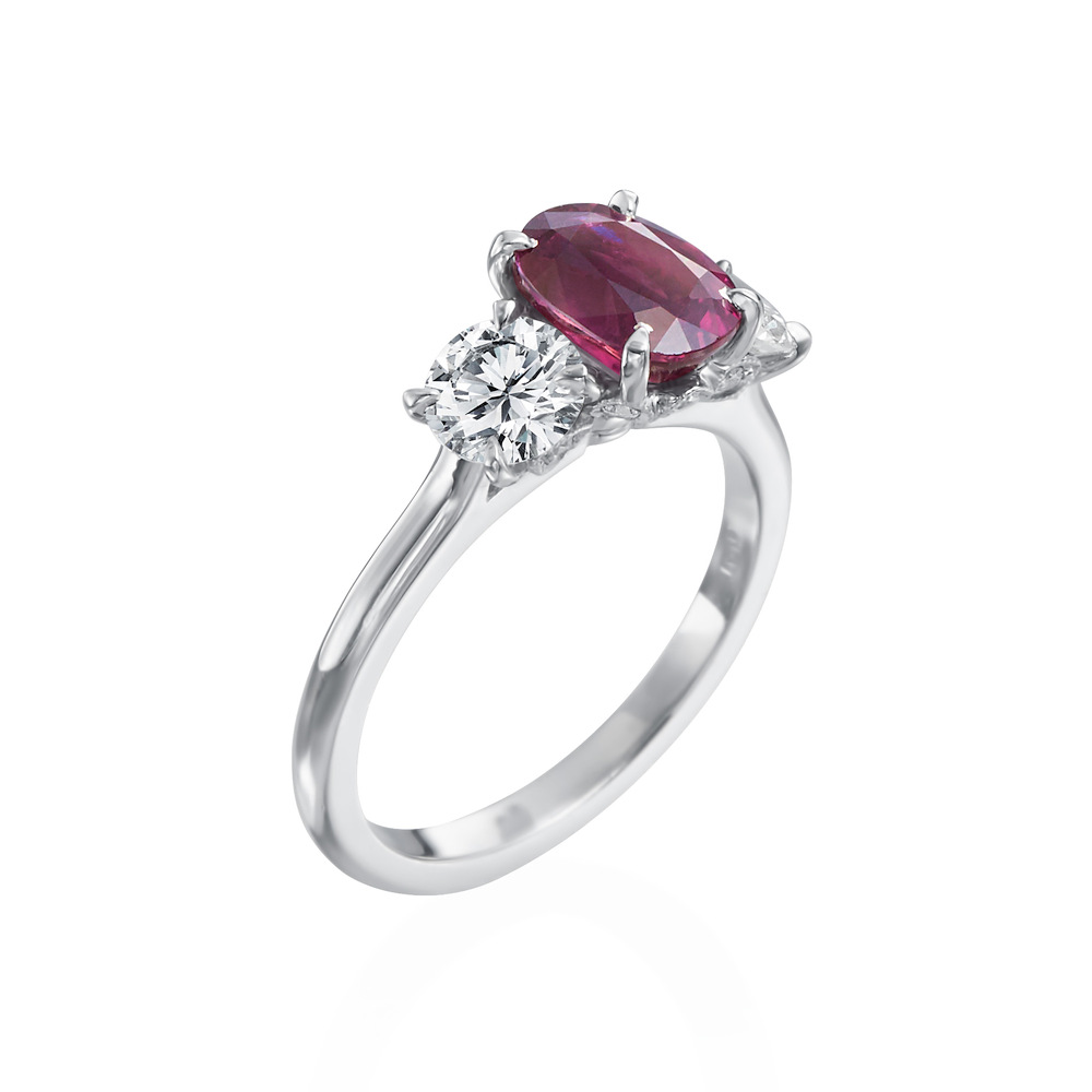Roslyn Collection Platinum Ruby and White Diamond Ring