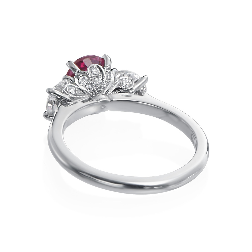 Roslyn Collection Platinum Ruby and White Diamond Ring