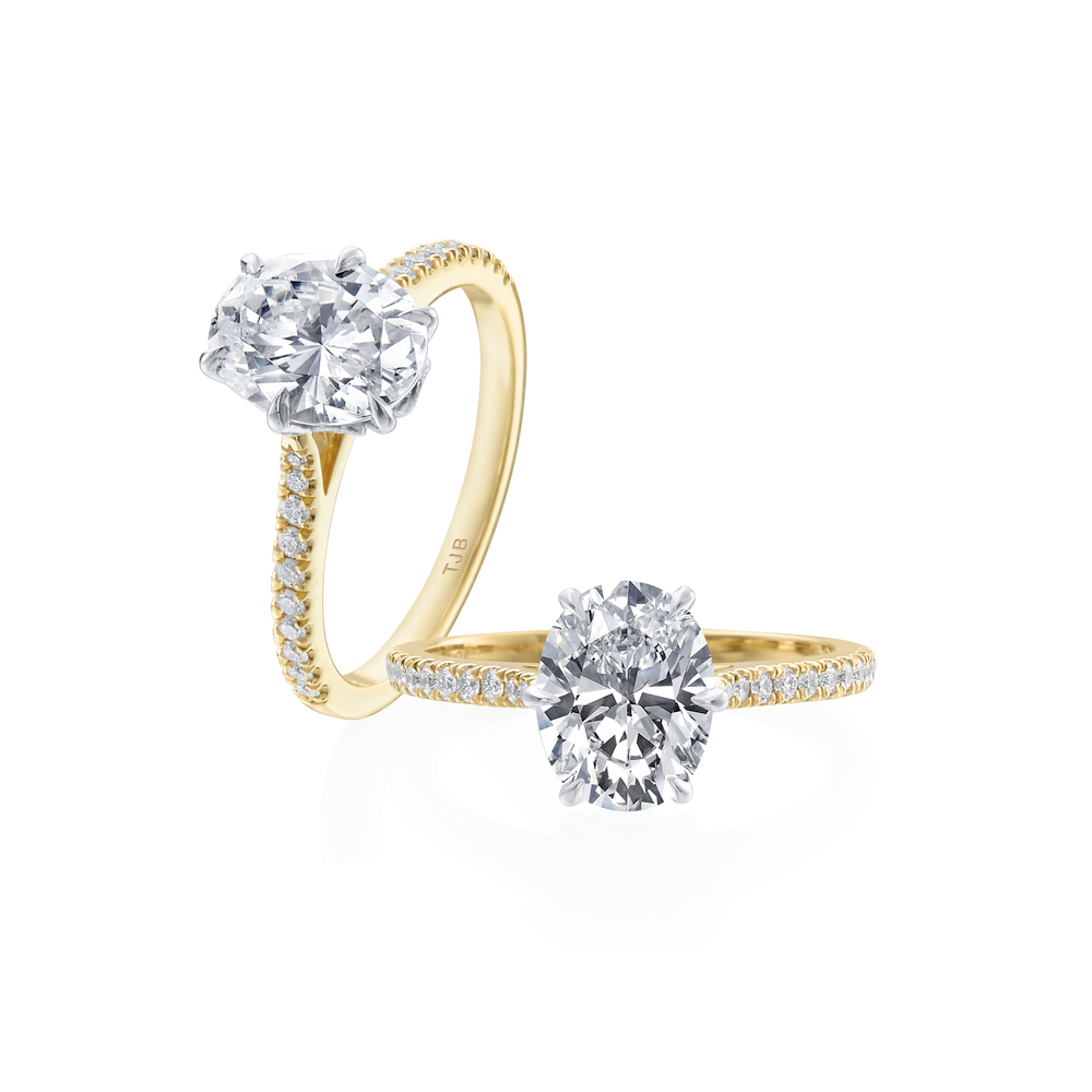 Roslyn Collection Gold and Platinum Diamond Pave-Set Engagement Mounting