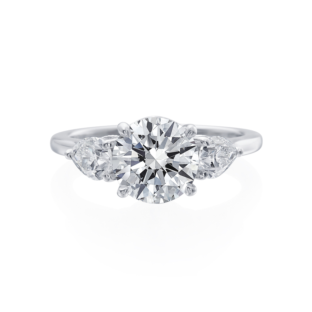 Platinum and Diamond Three Stone Engagement Ring Mounting