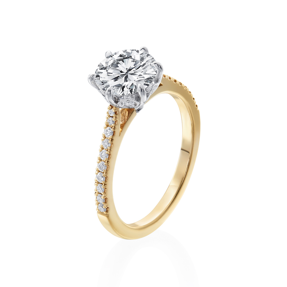 Platinum/Rose Gold Diamond Pave Engagement Ring Mounting