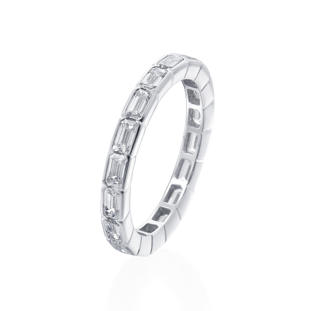 Platinum Emerald Cut Eternity Band Ring