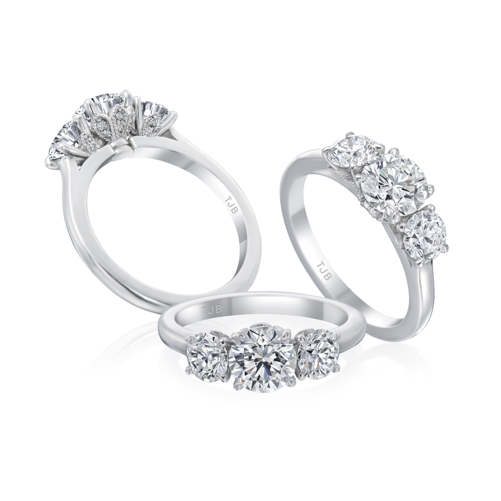 Platinum and Diamond Three Stone Engagement Ring Mounting