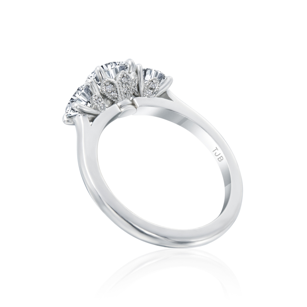 Platinum and Diamond Three Stone Engagement Ring Mounting
