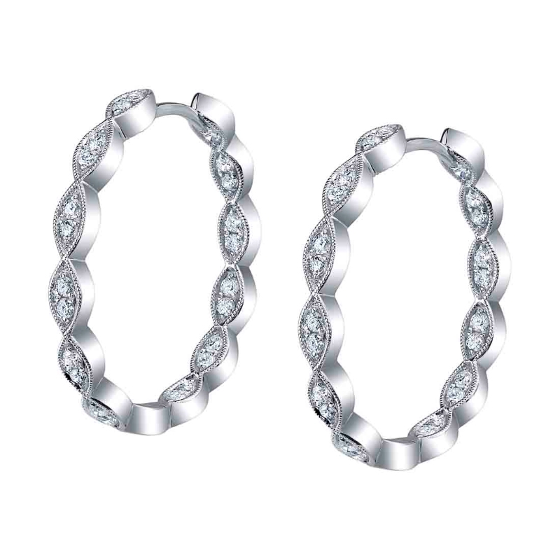 Vintage Inspired Diamond Hoop Earrings