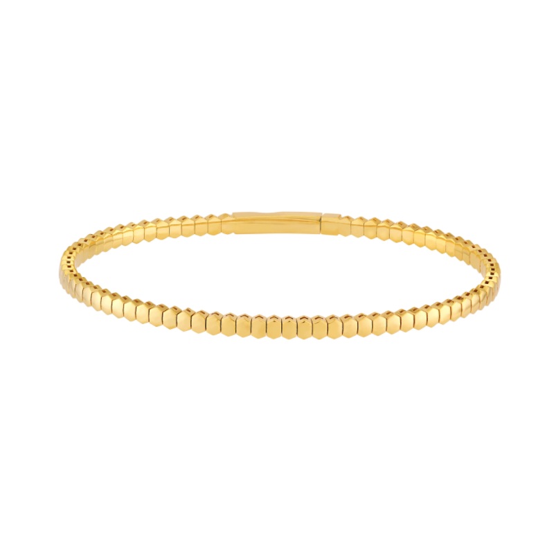 Hexagonal Link Flexi Bangle in 14K Yellow Gold
