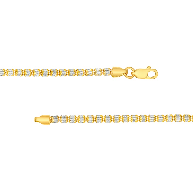 2.4mm Ice Chain Bracelet in 10K Yellow and White Gold