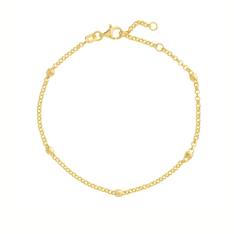 14K Yellow Gold Bead Station Bracelet