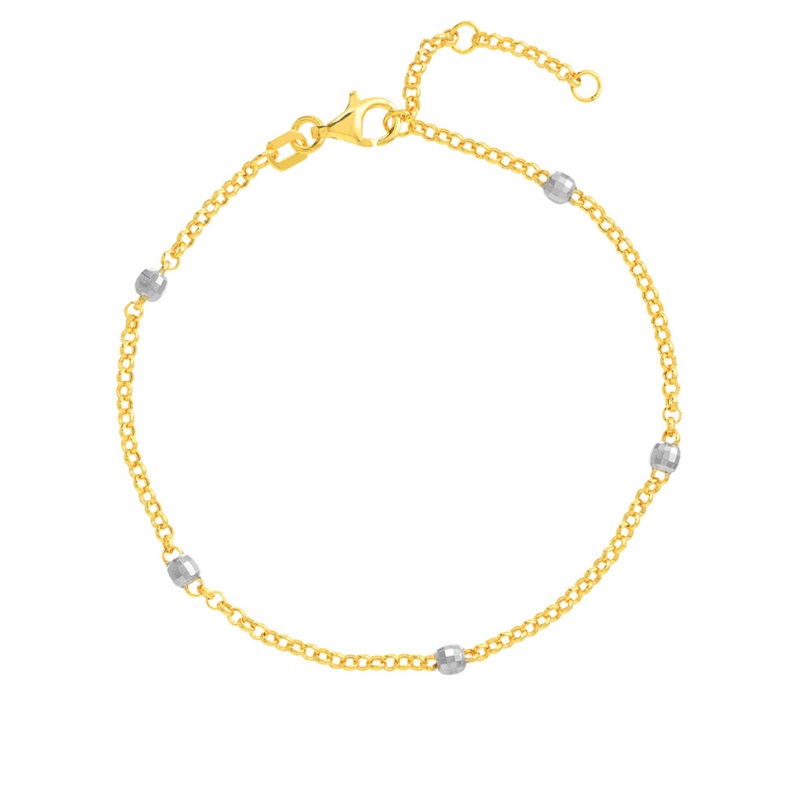 Two-Tone Disco Bead Rolo Chain Bracelet