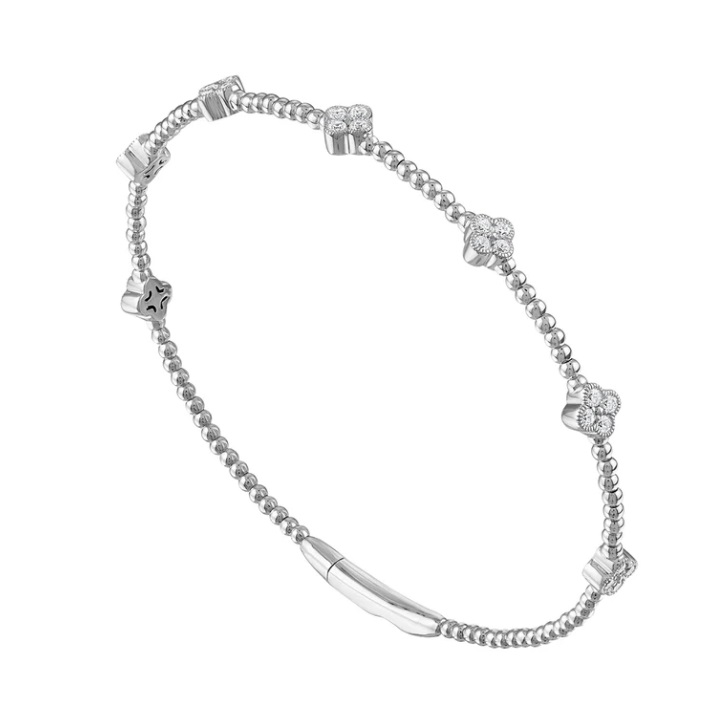 Flexible Clover Bangle in 14K White Gold
