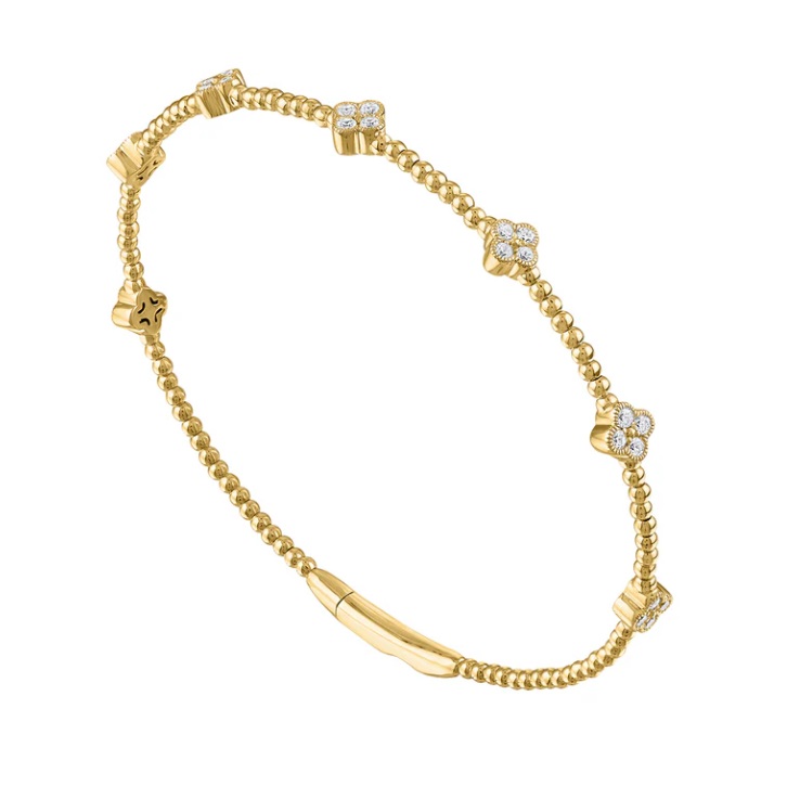 Flexible Clover Bangle in 14K Yellow Gold