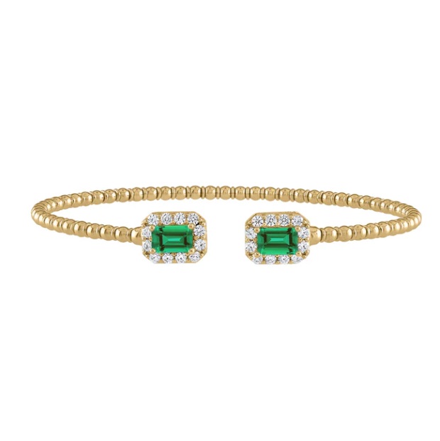 Emerald and Diamond Flexi Cuff in 14K Yellow Gold