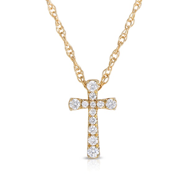 Flared Diamond Cross in 14K Yellow Gold